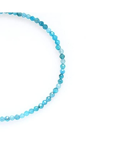 Genuine Turquoise Beads Beaded Choker Necklace for Women December Birthstone, 2.4-2.5 mm Faceted Beads With 16 + 2 Inch Adjus...