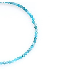 Genuine Turquoise Beads Beaded Choker Necklace for Women December Birthstone, 2.4-2.5 mm Faceted Beads With 16 + 2 Inch Adjus...