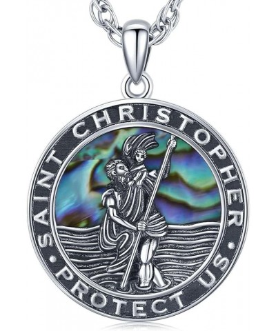 S925 Sterling Silver St Michael/St Christopher/St Benedict/St Jesus Medal Necklace for Men Women Archangel Raguel/Uriel Prote...