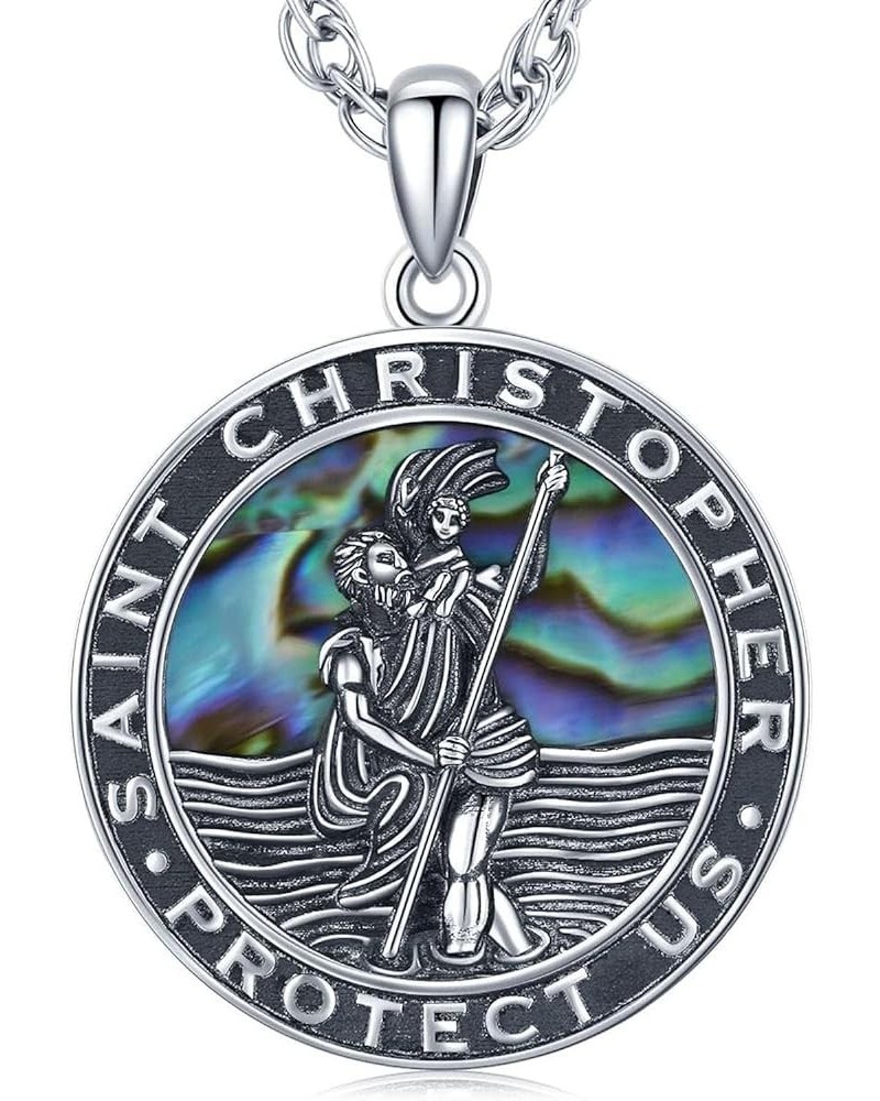 S925 Sterling Silver St Michael/St Christopher/St Benedict/St Jesus Medal Necklace for Men Women Archangel Raguel/Uriel Prote...