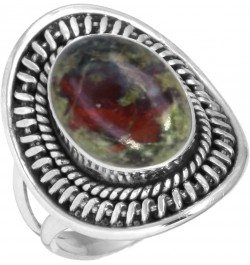 925 Sterling Silver Handmade Ring for Women 10x14 Oval Gemstone Boho Silver Jewelry for Gift (99023_R) Dragon Blood Jasper $1...