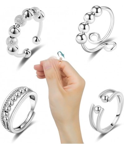 Anxiety Fidget Band Ring Adjustable Open Spinner Ring Anti Anxiety Relief Rings Set for Women Men N $11.00 Rings