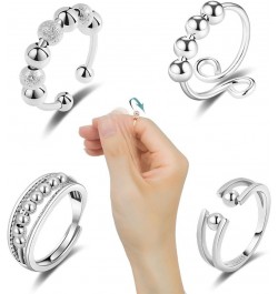 Anxiety Fidget Band Ring Adjustable Open Spinner Ring Anti Anxiety Relief Rings Set for Women Men N $11.00 Rings