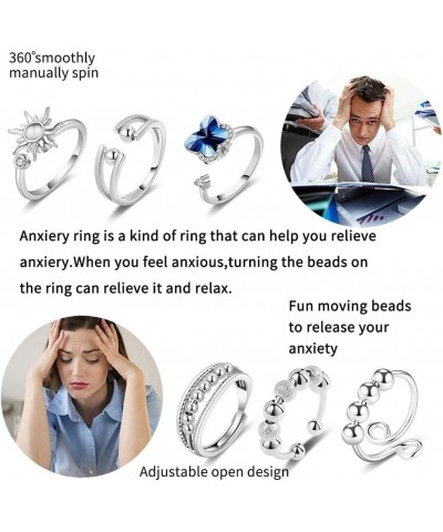 Anxiety Fidget Band Ring Adjustable Open Spinner Ring Anti Anxiety Relief Rings Set for Women Men N $11.00 Rings