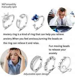 Anxiety Fidget Band Ring Adjustable Open Spinner Ring Anti Anxiety Relief Rings Set for Women Men N $11.00 Rings