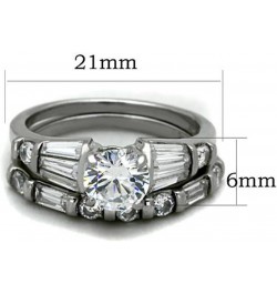 His and Her Stainless Steel 2.50 Carat Cubic Zirconia Bridal Set and Men's Titanium Wedding Band Women's Size 09 Men's Size 0...