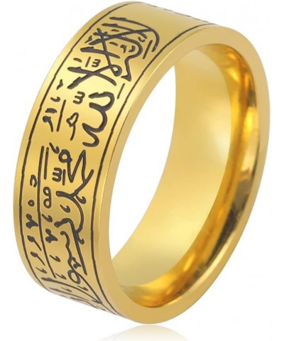 Ring For Men Women 8MM Islam Muslim Allah Stainless Steel Wide Ring Islamic Muslim Prayer Religious Ring Jewelry 7 Gold 1 sty...