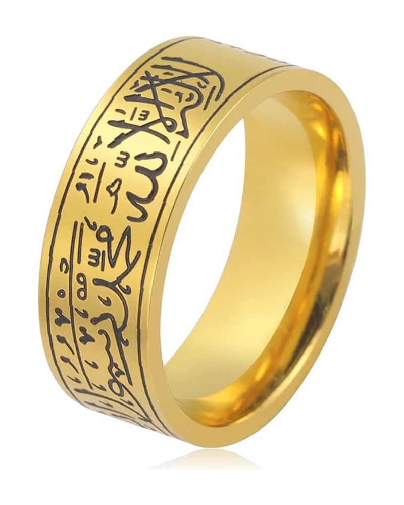 Ring For Men Women 8MM Islam Muslim Allah Stainless Steel Wide Ring Islamic Muslim Prayer Religious Ring Jewelry 7 Gold 1 sty...