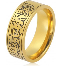 Ring For Men Women 8MM Islam Muslim Allah Stainless Steel Wide Ring Islamic Muslim Prayer Religious Ring Jewelry 7 Gold 1 sty...