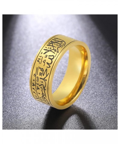 Ring For Men Women 8MM Islam Muslim Allah Stainless Steel Wide Ring Islamic Muslim Prayer Religious Ring Jewelry 7 Gold 1 sty...