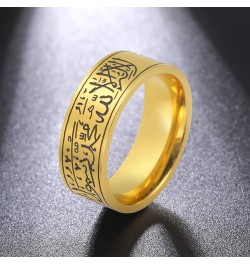 Ring For Men Women 8MM Islam Muslim Allah Stainless Steel Wide Ring Islamic Muslim Prayer Religious Ring Jewelry 7 Gold 1 sty...