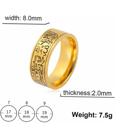 Ring For Men Women 8MM Islam Muslim Allah Stainless Steel Wide Ring Islamic Muslim Prayer Religious Ring Jewelry 7 Gold 1 sty...