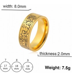 Ring For Men Women 8MM Islam Muslim Allah Stainless Steel Wide Ring Islamic Muslim Prayer Religious Ring Jewelry 7 Gold 1 sty...