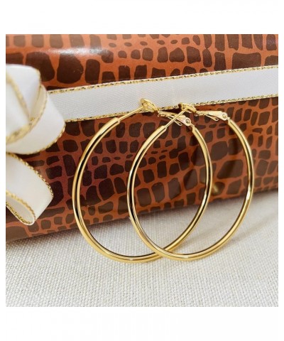 Rose Gold Hoop Earrings for Women, Fashion Round Lightweight Hoops Earrings Gift White Gold Rose Gold Plated 40mm - 50mm - 60...