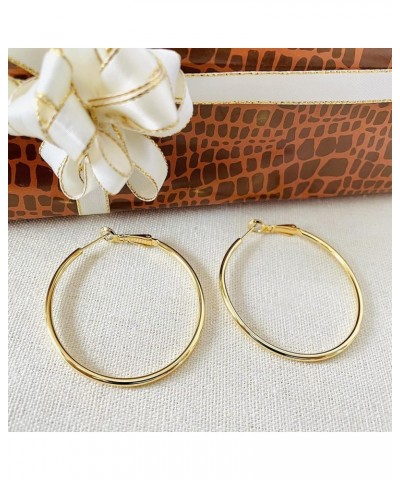 Rose Gold Hoop Earrings for Women, Fashion Round Lightweight Hoops Earrings Gift White Gold Rose Gold Plated 40mm - 50mm - 60...