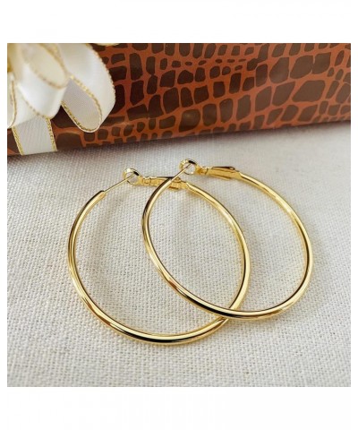 Rose Gold Hoop Earrings for Women, Fashion Round Lightweight Hoops Earrings Gift White Gold Rose Gold Plated 40mm - 50mm - 60...