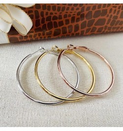 Rose Gold Hoop Earrings for Women, Fashion Round Lightweight Hoops Earrings Gift White Gold Rose Gold Plated 40mm - 50mm - 60...