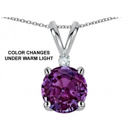 Solid 14k Gold Classic One Stone Round 7mm Pendant Necklace Simulated Alexandrite Rose Gold $75.95 Necklaces