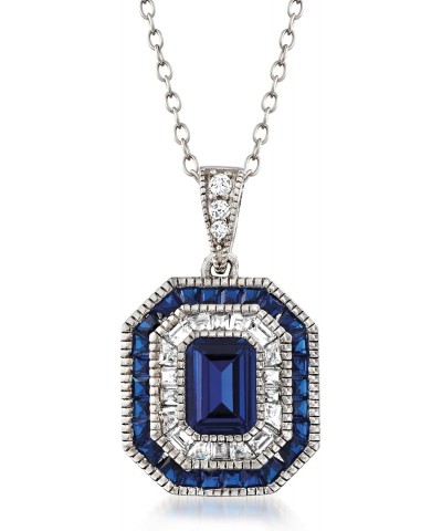 1.80 ct. t.w. Simulated Sapphire and .52 ct. t.w. CZ Pendant Necklace in Sterling Silver. 18 inches $30.14 Necklaces