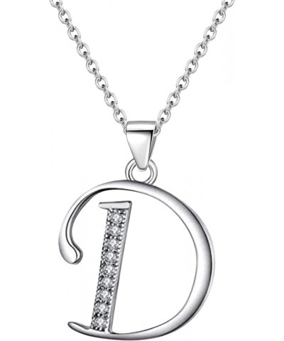 26 Alphabet Letter Pendant Necklace 925 Sterling Silver Cubic Zirconia Initial Necklaces With 18" Gifts for Women Girls Alpha...