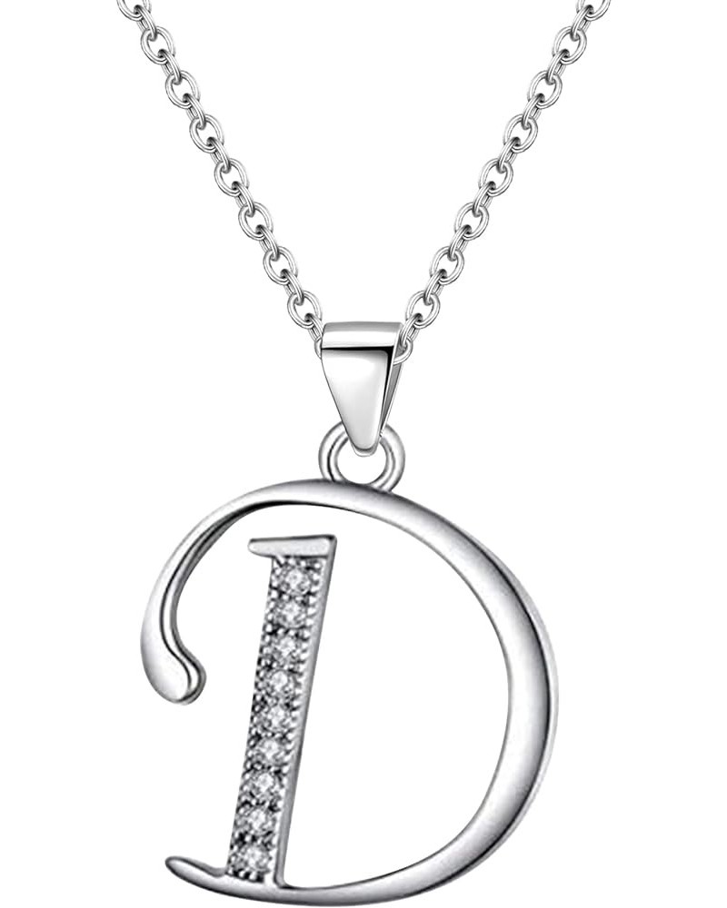 26 Alphabet Letter Pendant Necklace 925 Sterling Silver Cubic Zirconia Initial Necklaces With 18" Gifts for Women Girls Alpha...