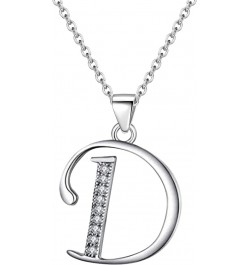 26 Alphabet Letter Pendant Necklace 925 Sterling Silver Cubic Zirconia Initial Necklaces With 18" Gifts for Women Girls Alpha...