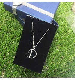 26 Alphabet Letter Pendant Necklace 925 Sterling Silver Cubic Zirconia Initial Necklaces With 18" Gifts for Women Girls Alpha...