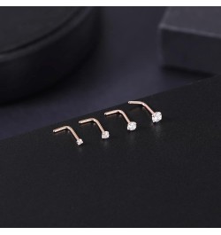 4-6pcs 20g Nose Rings Studs Surgical Steel Nose Rings CZ L Shaped Corkscrew Nose Ring Studs for Women Men Small Cute Silver R...