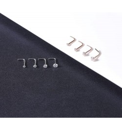 4-6pcs 20g Nose Rings Studs Surgical Steel Nose Rings CZ L Shaped Corkscrew Nose Ring Studs for Women Men Small Cute Silver R...