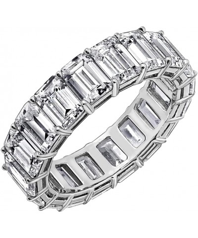 Emerald Cut Eternity Ring For Women | 14K Gold or Platinum Plated 925 Sterling Silver Infinity Band | 10.30 Carats Emerald Cu...