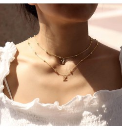 Classic Daity Initial Necklaces For Women Girls,18K Gold Plated Handmade Letter Pendant Necklace,Link Chain Necklace Initial ...