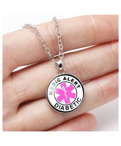 Medical Alert Necklaces for Men Women Type 1/2 Diabetes Diabetic Pendant Necklace Star of Life Caduceus Identification Charms...