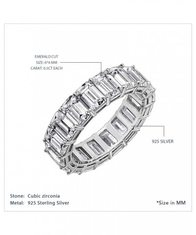 Emerald Cut Eternity Ring For Women | 14K Gold or Platinum Plated 925 Sterling Silver Infinity Band | 10.30 Carats Emerald Cu...