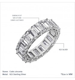 Emerald Cut Eternity Ring For Women | 14K Gold or Platinum Plated 925 Sterling Silver Infinity Band | 10.30 Carats Emerald Cu...