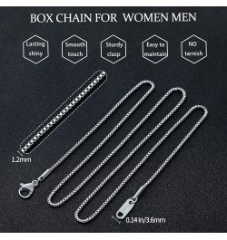 1.2mm Box Chain Necklace for Women, 16"-24" 18K Gold and Silver Plated Necklace Chain for Women, Thin Stainless Steel Chain W...