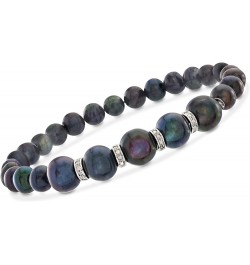 6-8.5mm Black Cultured Pearl and .25 ct. t.w. Diamond Stretch Bracelet With Sterling Silver 7.0 Inches $55.80 Bracelets