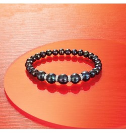 6-8.5mm Black Cultured Pearl and .25 ct. t.w. Diamond Stretch Bracelet With Sterling Silver 7.0 Inches $55.80 Bracelets