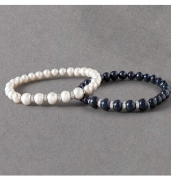 6-8.5mm Black Cultured Pearl and .25 ct. t.w. Diamond Stretch Bracelet With Sterling Silver 7.0 Inches $55.80 Bracelets