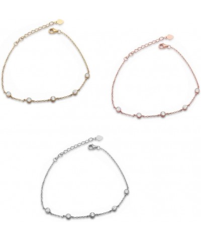 Yellow,Rose,Silver 5 Bezel Set Cz 925 Sterling Silver Chain link lobster-claw Bracelet sterling-silver $9.87 Bracelets