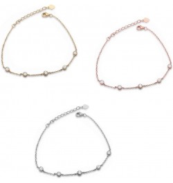 Yellow,Rose,Silver 5 Bezel Set Cz 925 Sterling Silver Chain link lobster-claw Bracelet sterling-silver $9.87 Bracelets