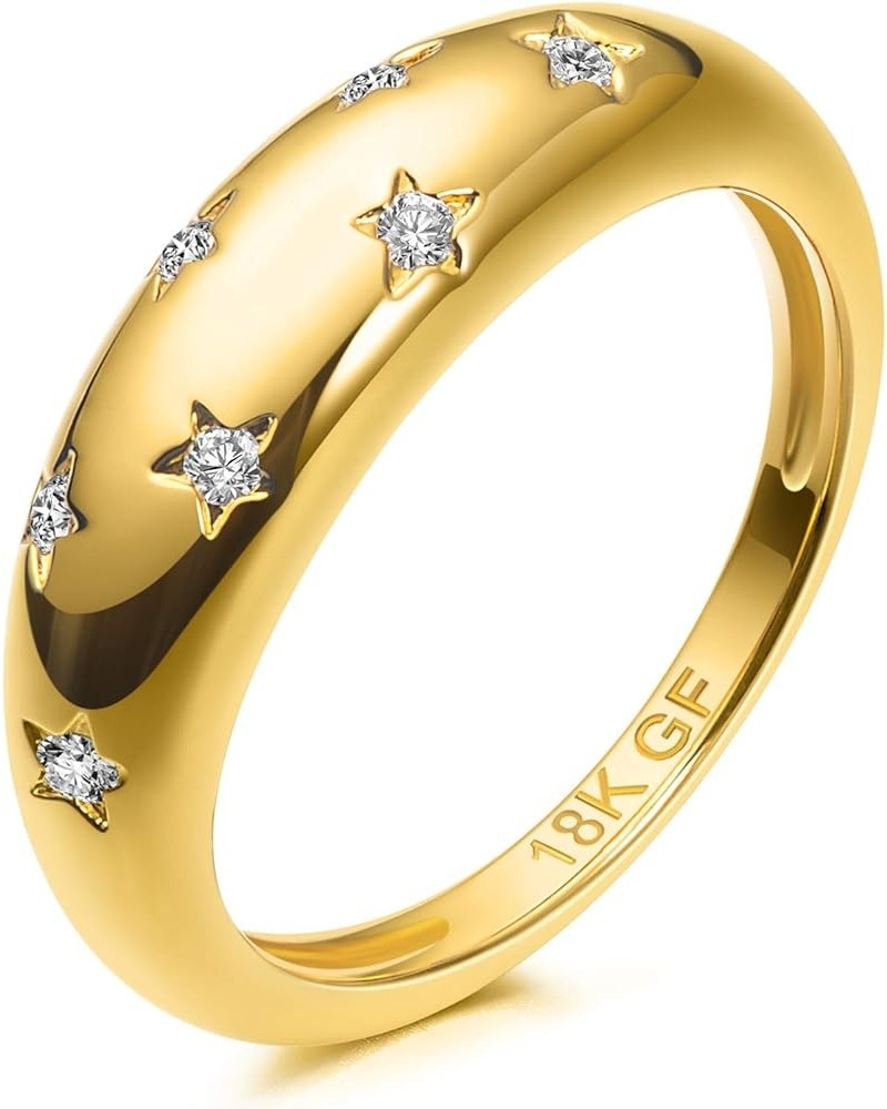 Chunky Gold Plated Rings for Women - Trendy Cubic Zirconia 14k Gold Filled Stackable Rings Gold Star Ring $10.35 Rings