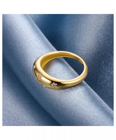 Chunky Gold Plated Rings for Women - Trendy Cubic Zirconia 14k Gold Filled Stackable Rings Gold Star Ring $10.35 Rings