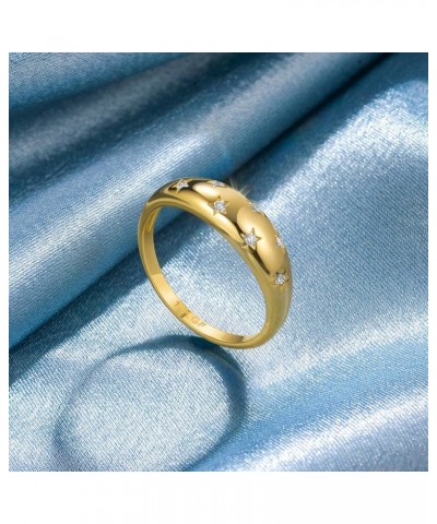 Chunky Gold Plated Rings for Women - Trendy Cubic Zirconia 14k Gold Filled Stackable Rings Gold Star Ring $10.35 Rings