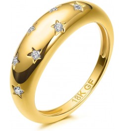 Chunky Gold Plated Rings for Women - Trendy Cubic Zirconia 14k Gold Filled Stackable Rings Gold Star Ring $10.35 Rings