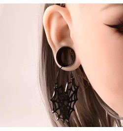 2PCS Ear Gauges Hypoallergenic Ear Plugs Tunnels with Black Style Pendant 316 Stainless Steel Ear Expander Stretchers Piercin...