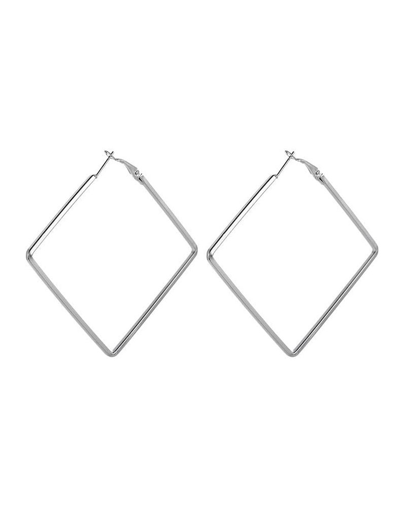 Oversize Geometric Big Hoop Earrings for Women Basketball Exaggerated Large Square Earrings Punk Jewelry Valentines Day (Meta...