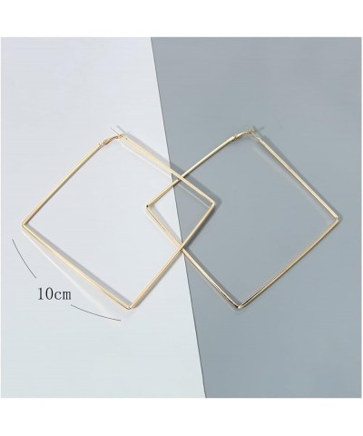 Oversize Geometric Big Hoop Earrings for Women Basketball Exaggerated Large Square Earrings Punk Jewelry Valentines Day (Meta...