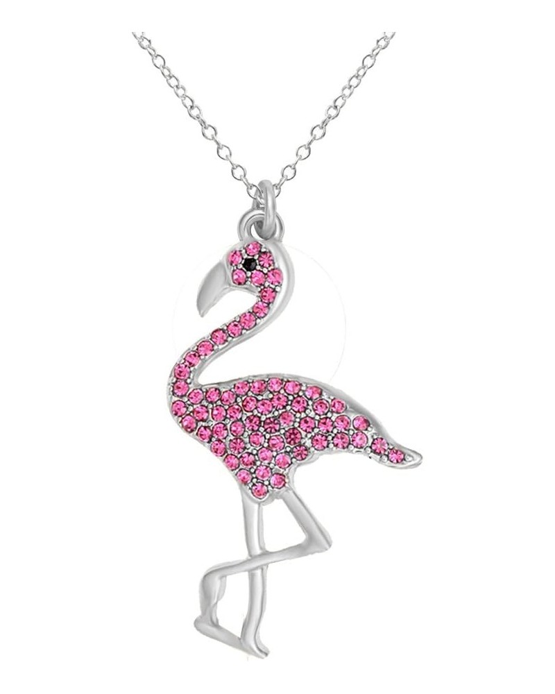 Full Rhinestone Flamingo Bird Pendant Necklace for Women 18 1 Pcs pack silver crystal style $7.50 Necklaces