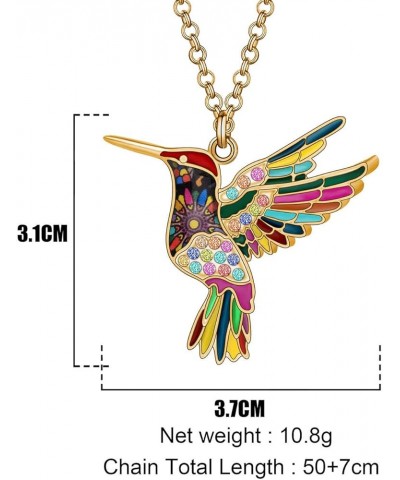 Cute Enamel Hummingbird Necklace Birds Rhinestones Pendant Jewelry Gifts Multicolor $7.01 Necklaces