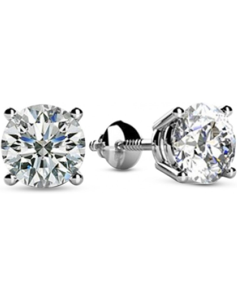 1/4-2 Carat Total Weight Round Diamond Stud Earrings 4 Prong Screw Back (F-G Color SI2-I1 Clarity) 2.0 Carat 14K White Gold $...